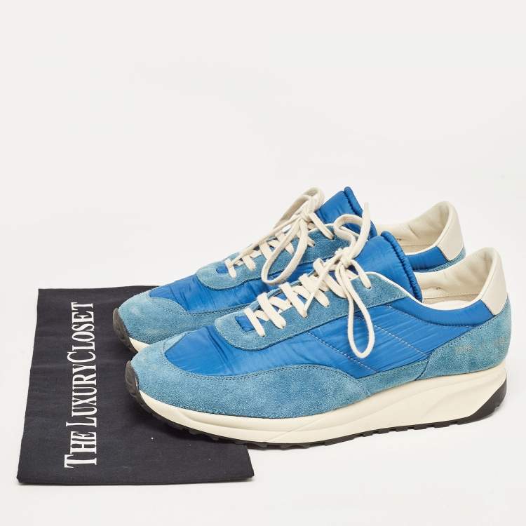 Pre Owned Common Projects Blue Suede and Fabric Low Top Sneakers Size 41