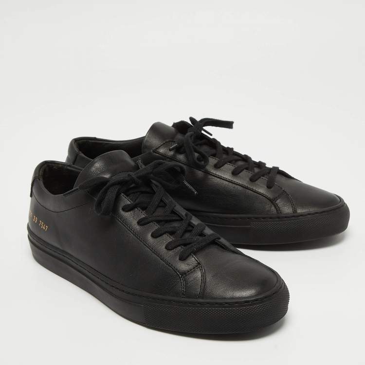 Pre Owned Common Projects Black Leather Achilles Sneakers Size 39