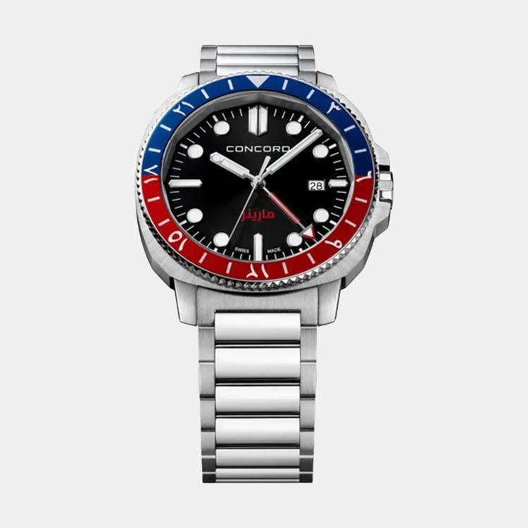Pre Owned Concord Black Stainless Steel Mariner 0320552 Quartz Men's Wristwatch 43 mm