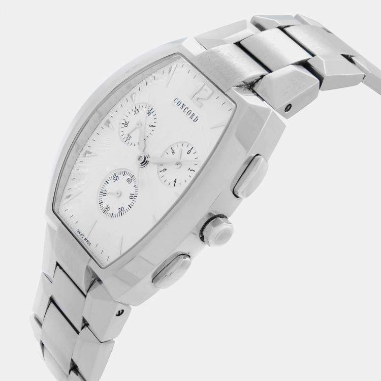Pre Owned Concord La Scala 14.C5.1482 Quartz White Dial Stainless Steel Men's Wristwatch 38 mm