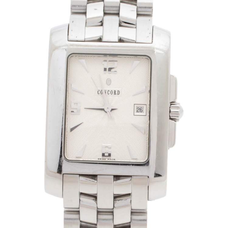 Pre Owned Concord Silver White Stainless Steel Sportivo 14.36.622.1 Men's Wristwatch 26 mm