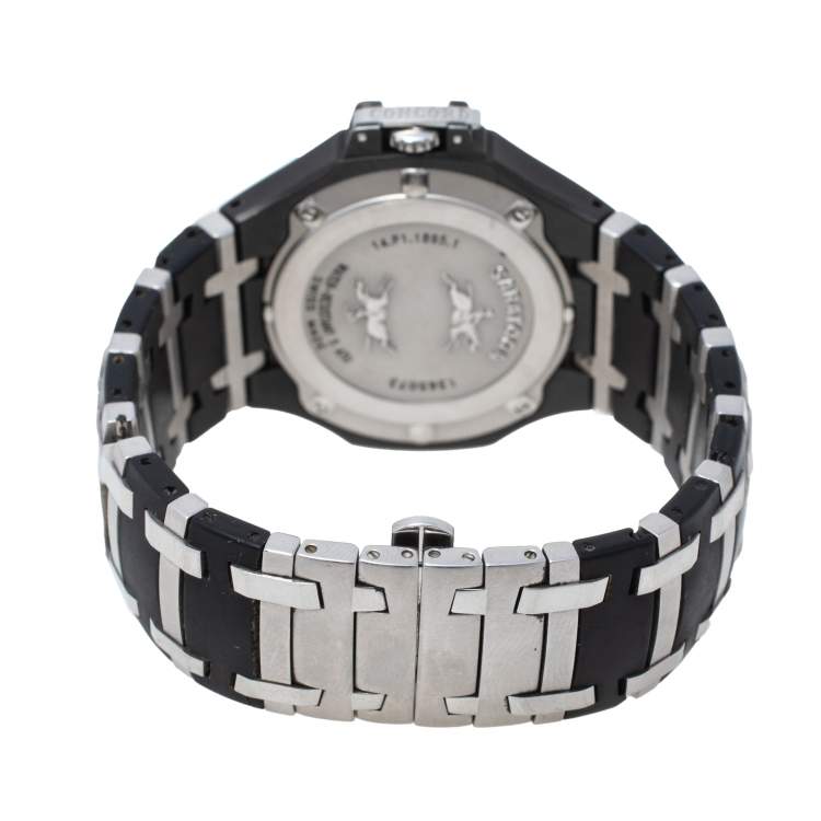 Pre Owned Concord Silver PVD Stainless Steel Rubber Saratoga 14.P1.1895.1 Men's Wristwatch 43 mm