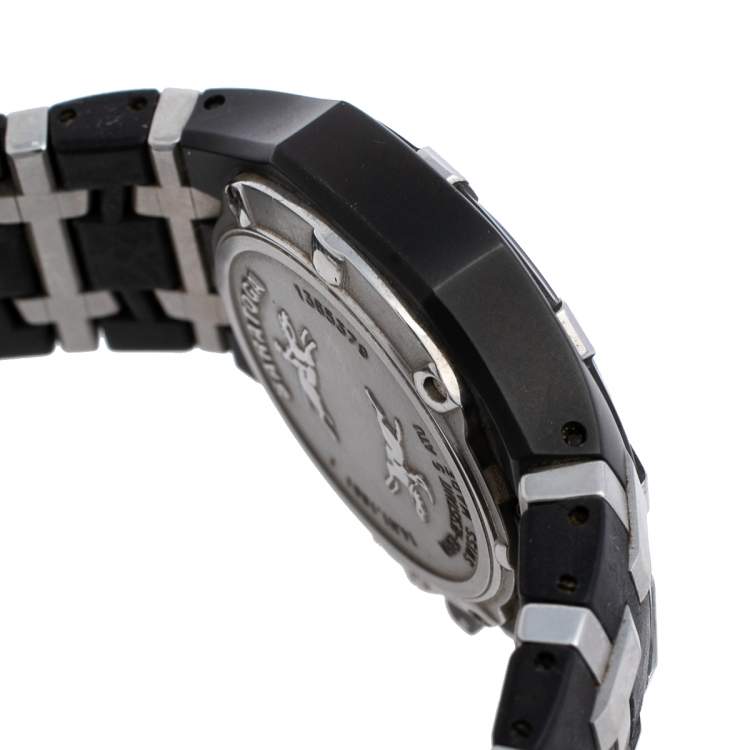 Pre Owned Concord Black Stainless Steel & Rubber Saratoga 14.H1.1881.1 Chrono Men's Wristwatch 33 mm