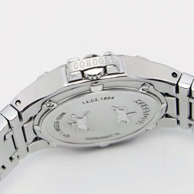 Pre Owned Concord Silver Stainless Steel Saratoga 14.C2.1894 Women's Wristwatch 37 mm 