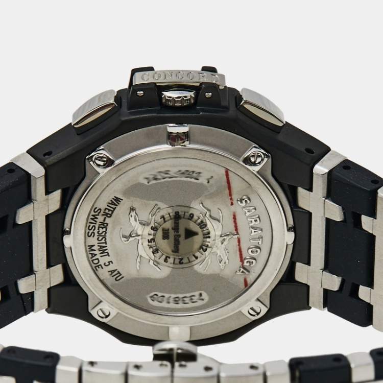 Pre Owned Concord Black Stainless Steel Saratoga 14.C5.1892 1 Chrono Men's Wristwatch 40 mm