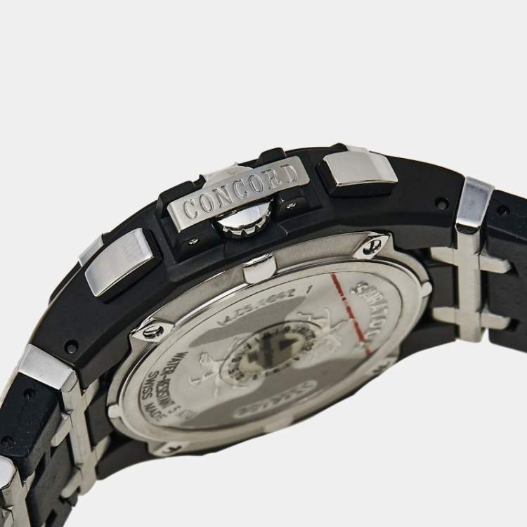 Pre Owned Concord Black Stainless Steel Saratoga 14.C5.1892 1 Chrono Men's Wristwatch 40 mm