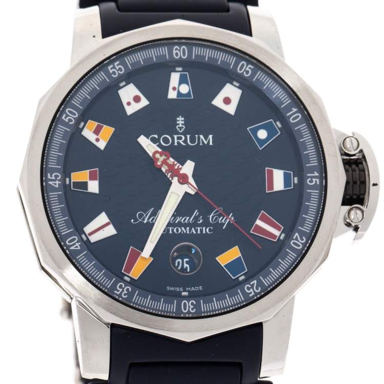 Pre Owned Corum Blue Stainless Steel Admiral's Cup 082.833.20/F373 Men's Wristwatch 41 MM