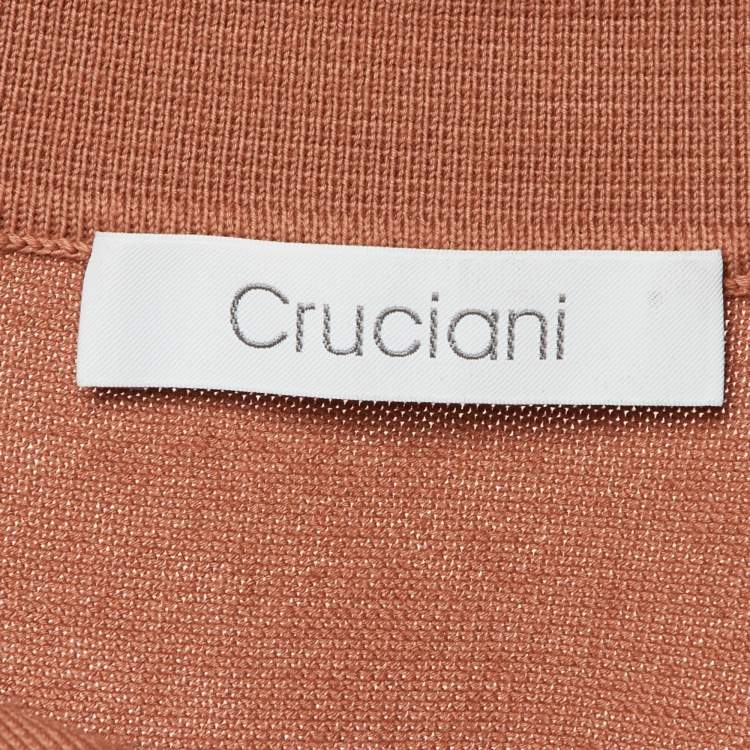 مملوكة مسبقًا Cruciani Brown Basketweave Knit Polo T-Shirt L