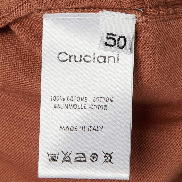 مملوكة مسبقًا Cruciani Brown Basketweave Knit Polo T-Shirt L