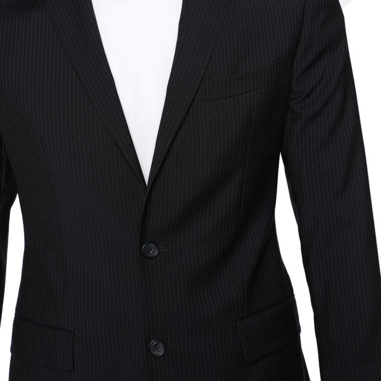 Pre Owned Dolce & Gabbana Midnight Blue Striped Wool Single Breasted Blazer S