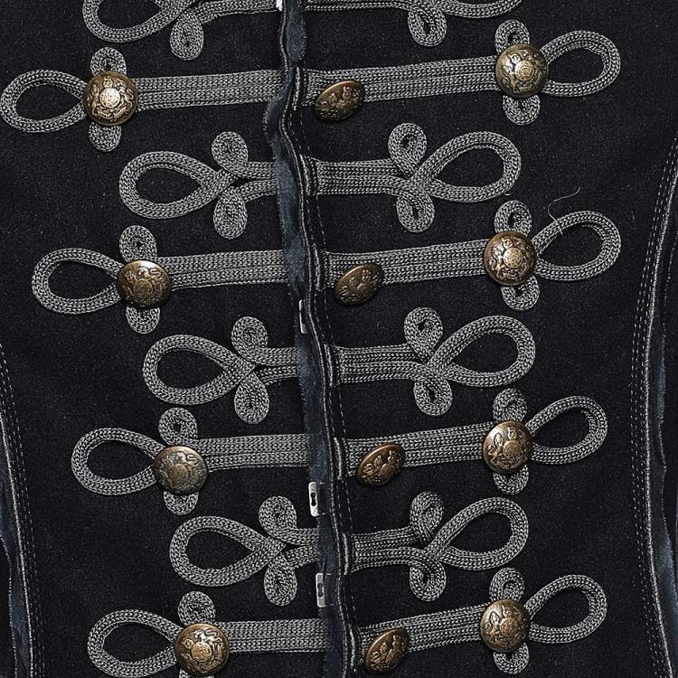 Pre Owned D&G Navy Blue & Grey Wool Napoleon Military Jacket S