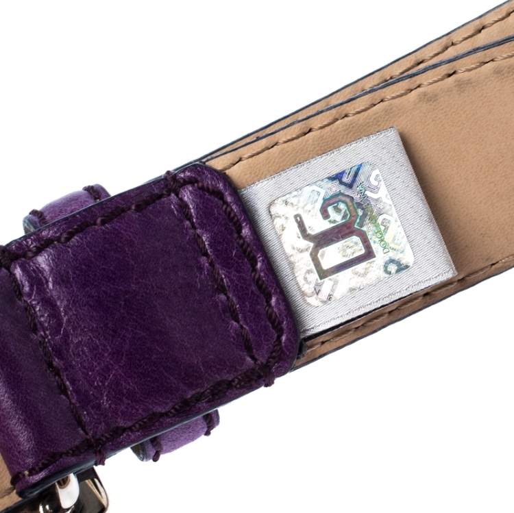 Pre Owned D&G Purple Leather Buckle Logo Belt 95CM