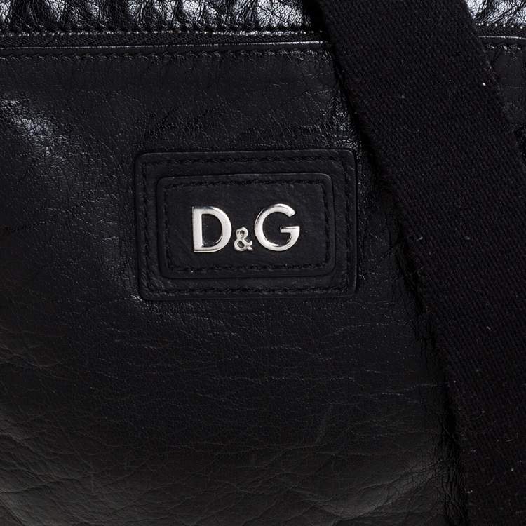 Pre Owned D & G Black Leather Alan Messenger Bag