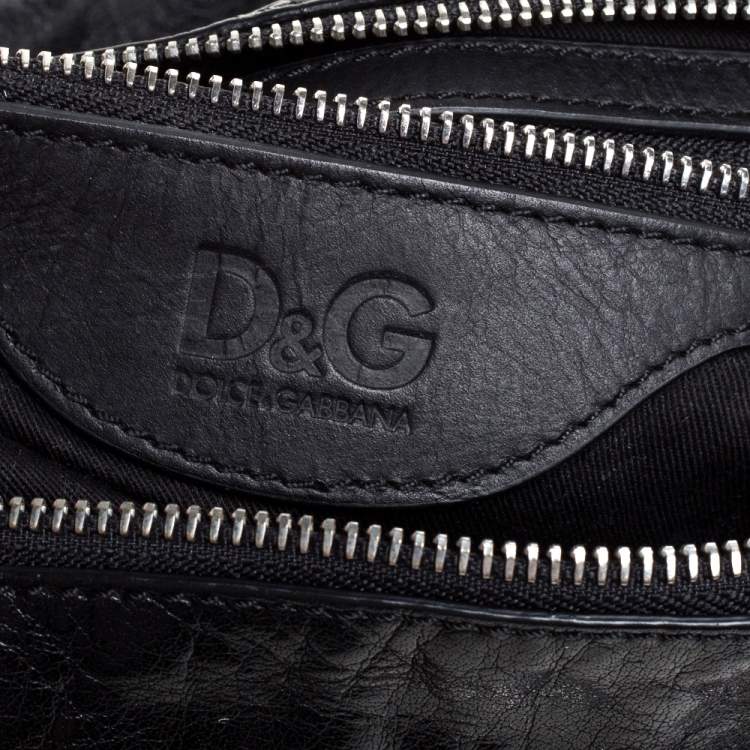Pre Owned D & G Black Leather Alan Messenger Bag