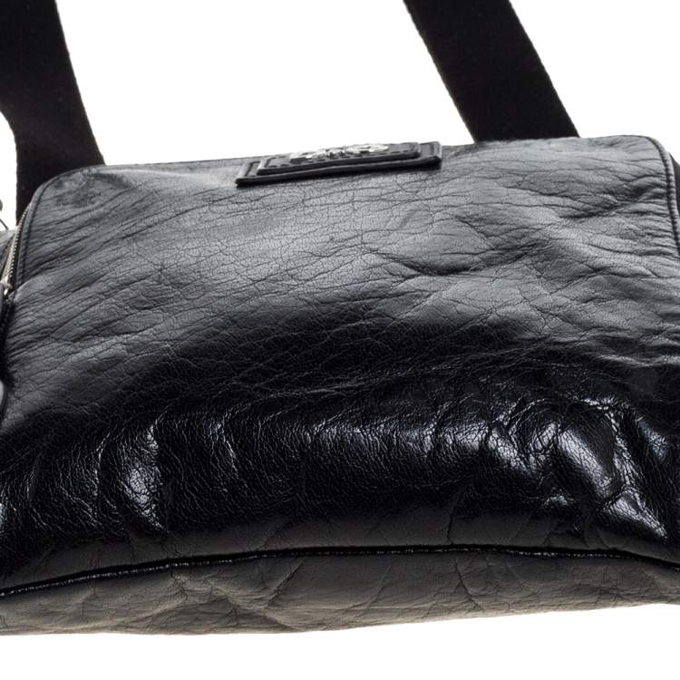 Pre Owned D & G Black Leather Alan Messenger Bag