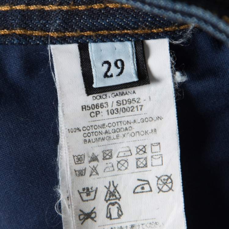 Pre Owned D&G Indigo Dark Wash Faded Effect Fitted Jeans S