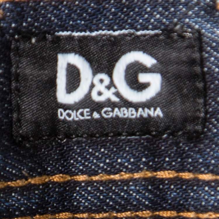 Pre Owned D&G Indigo Dark Wash Faded Effect Fitted Jeans S
