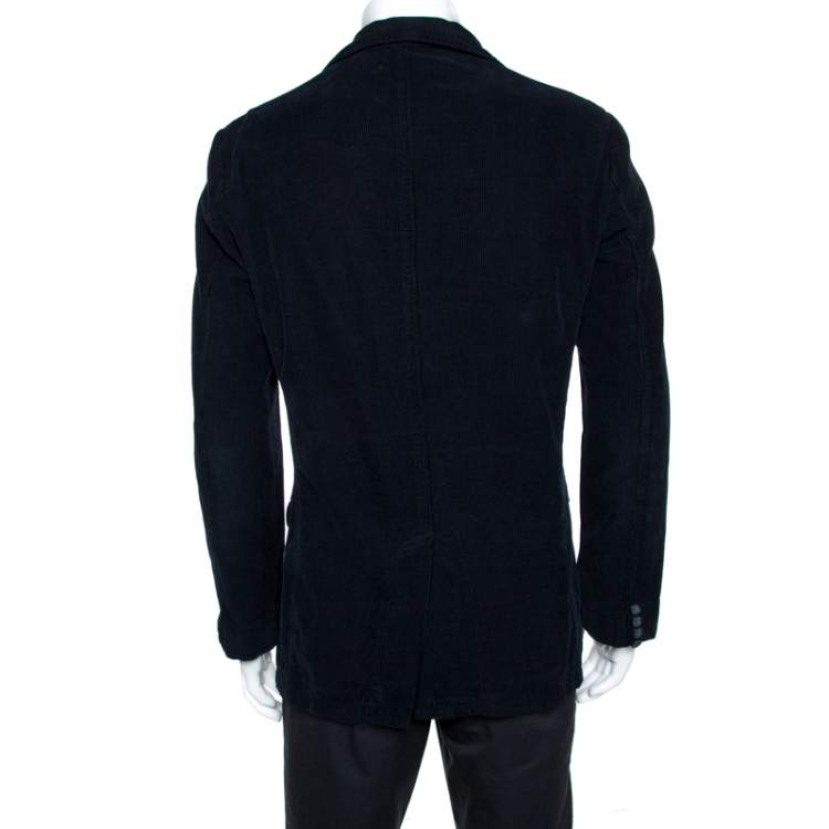 Pre Owned D&G Navy Blue Corduroy Three Buttoned Blazer XL