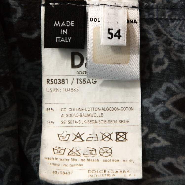 Pre Owned D & G Multicolor Printed Cotton Pleated Placket Slim Fit Shirt XXL