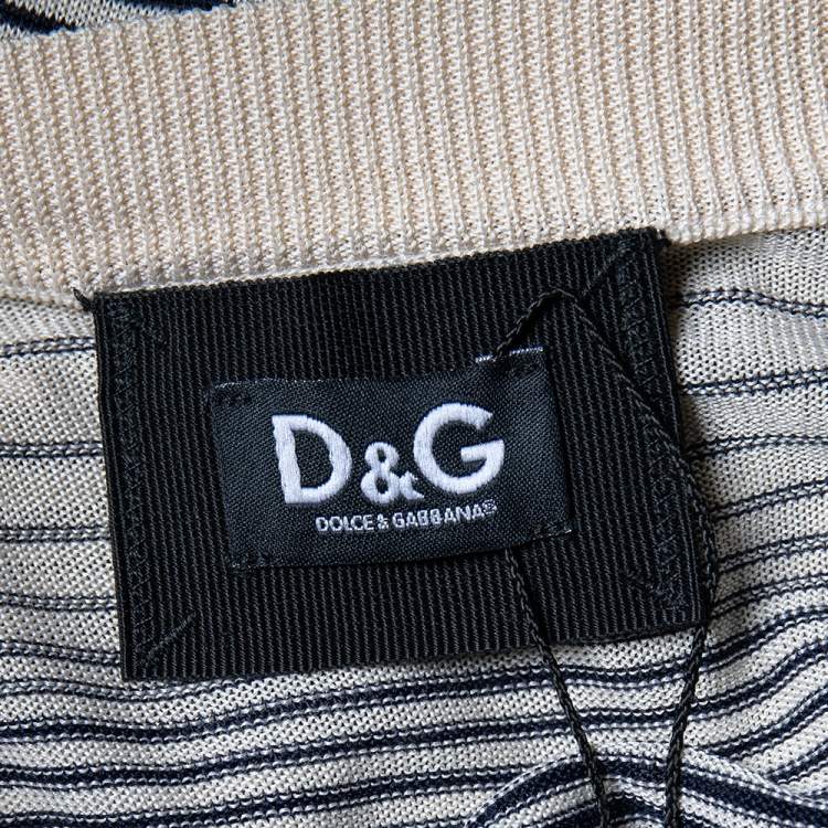 Pre Owned D&G Cream Striped Silk Knit V-Neck Vest XL