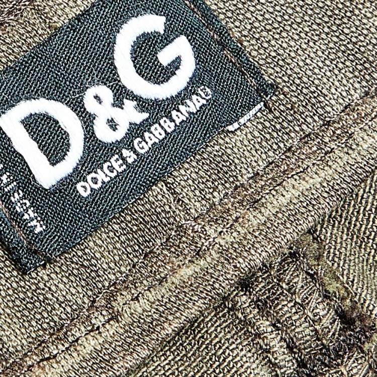 Pre Owned D&G Olive Green Denim Flared Leg Jeans S