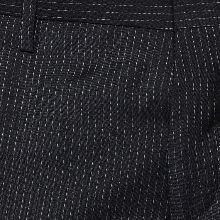 Pre Owned D&G Midnight Blue Striped Wool Formal Pants M