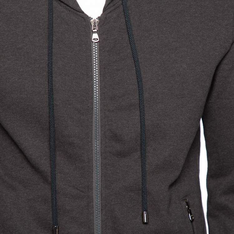 Pre Owned D&G Grey Cotton Zip Front Hooded Jacket M