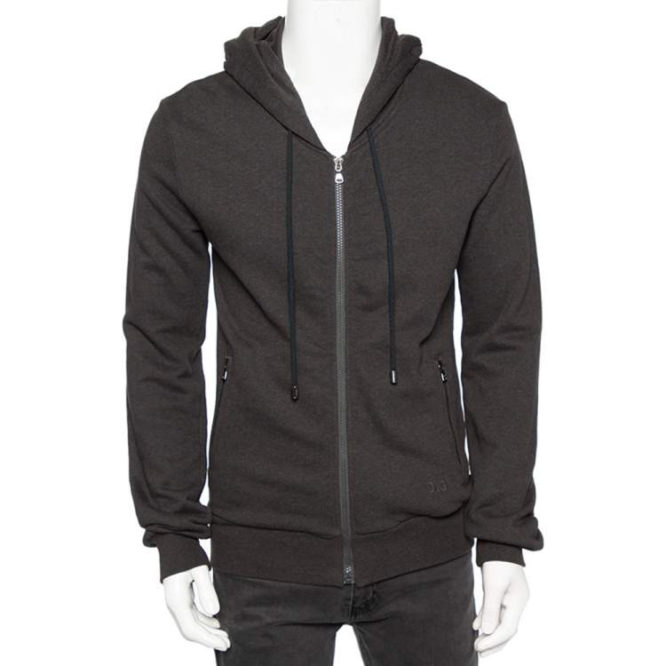 Pre Owned D&G Grey Cotton Zip Front Hooded Jacket M
