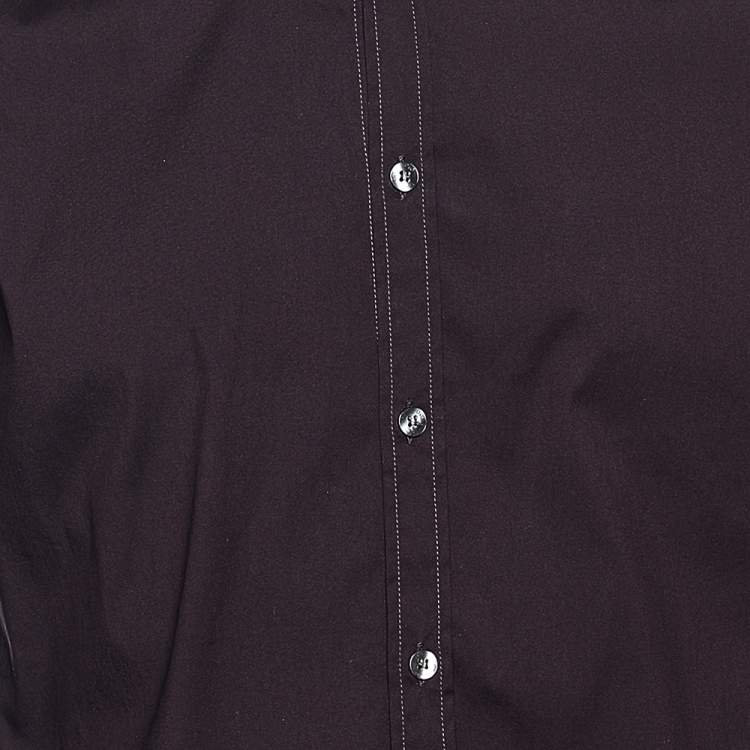Pre Owned D&G Dark Burgundy Cotton Button Front Brad Shirt M