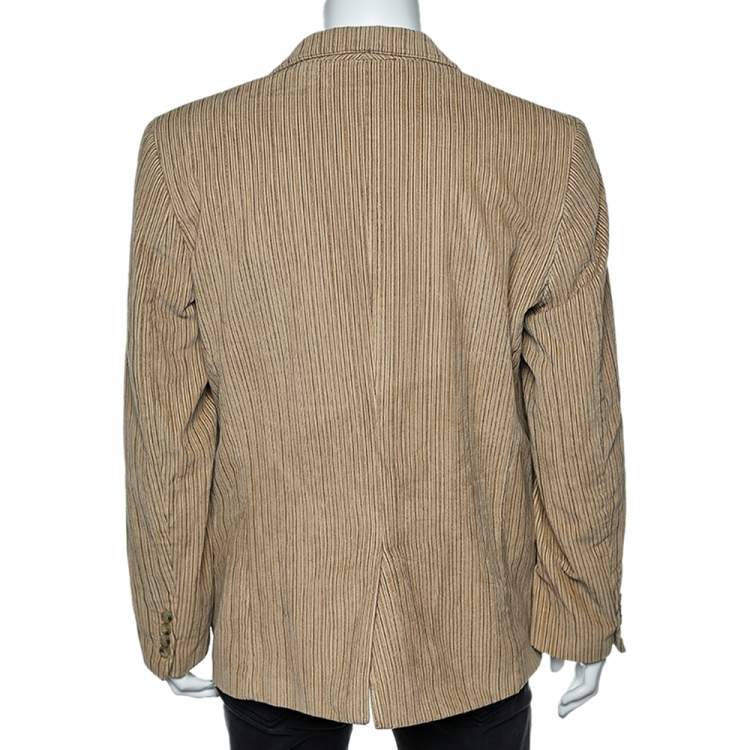Pre Owned D&G Cream Striped Corduroy Button Front Blazer XXL