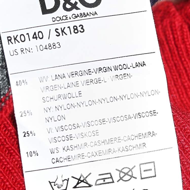 Pre Owned D&G Red Striped Wool Blend V Neck Pullover S