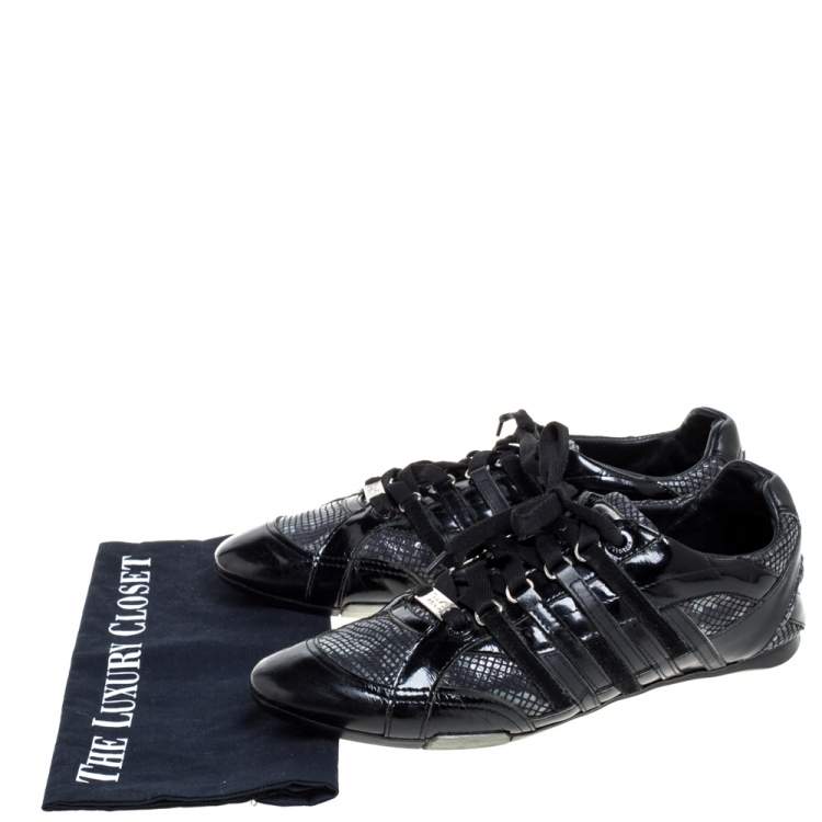 Pre Owned D&G Black Snakeskin Effect and Patent Leather Lace  Low Top Sneakers Size 42