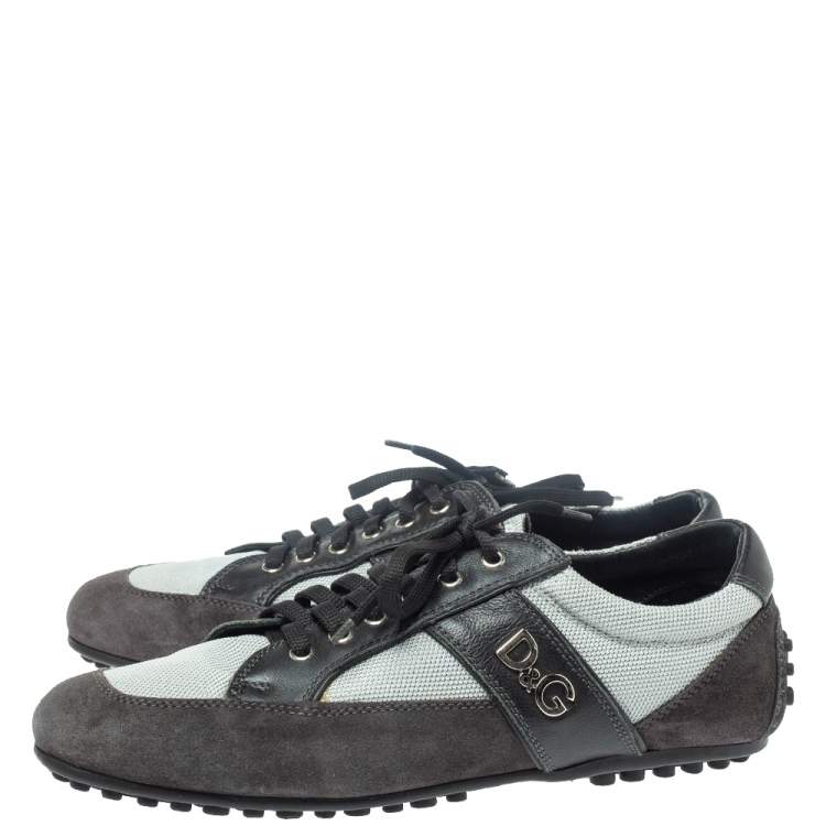 Pre Owned D&G Black/Grey Suede, Mesh and Leather Low Top Sneakers Size 44