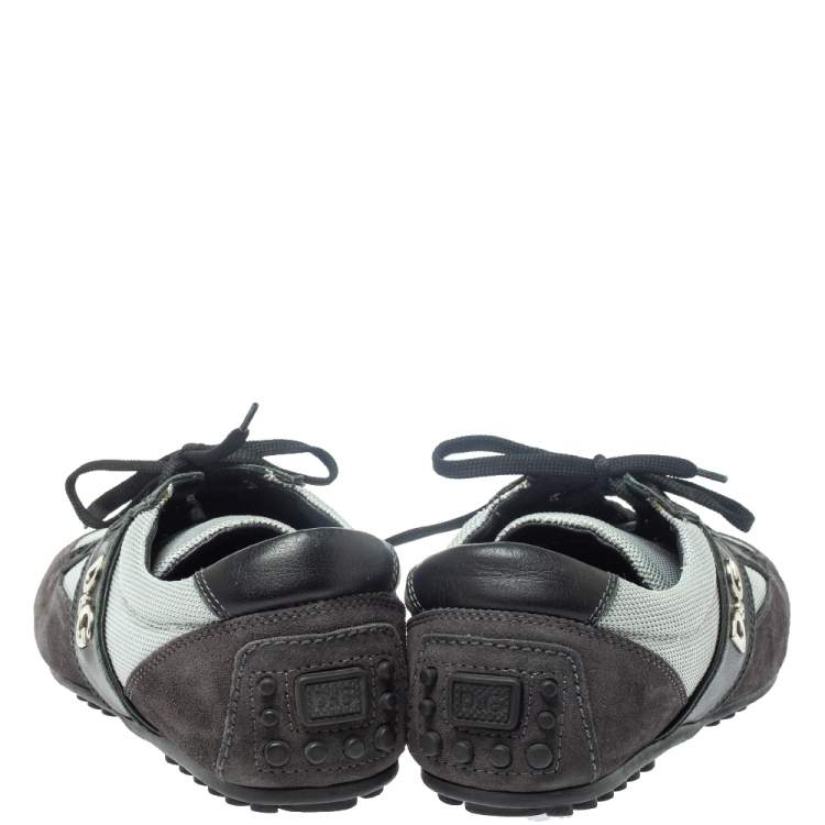 Pre Owned D&G Black/Grey Suede, Mesh and Leather Low Top Sneakers Size 44