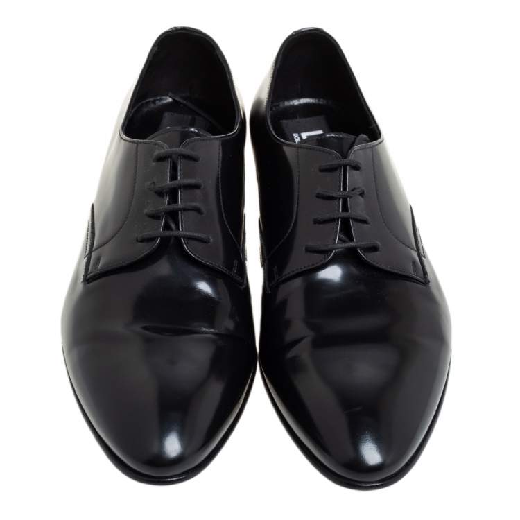 Pre Owned D&G Black Leather Lace Up Derby Size 44