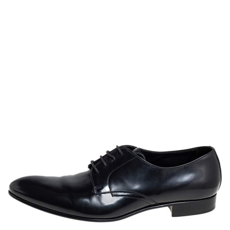 Pre Owned D&G Black Leather Lace Up Derby Size 44