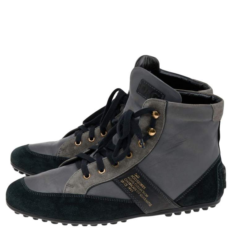 Pre Owned D&G Multicolor Suede And Leather High Top Sneakers Size 45