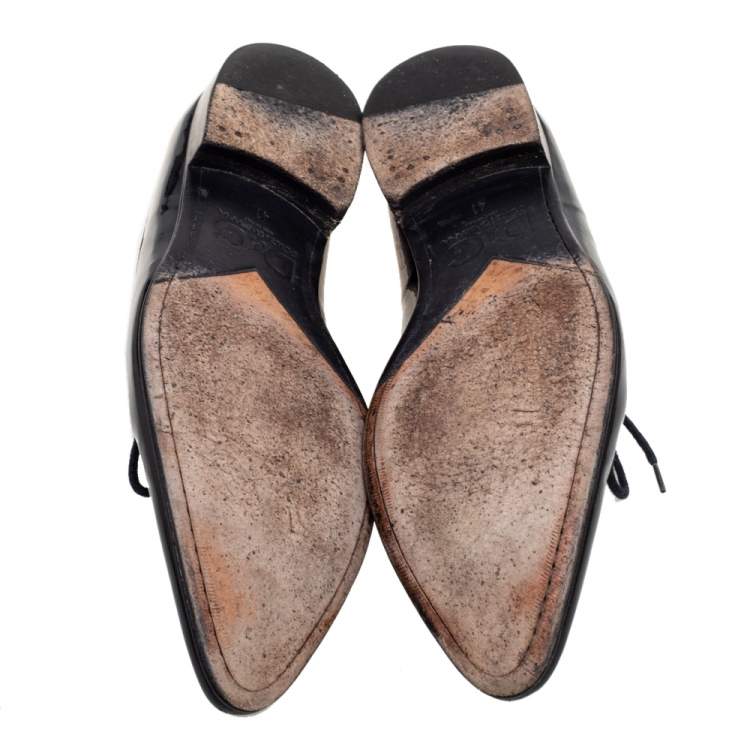 Pre Owned D&G Black Patent Leather Oxford Shoes Size 41