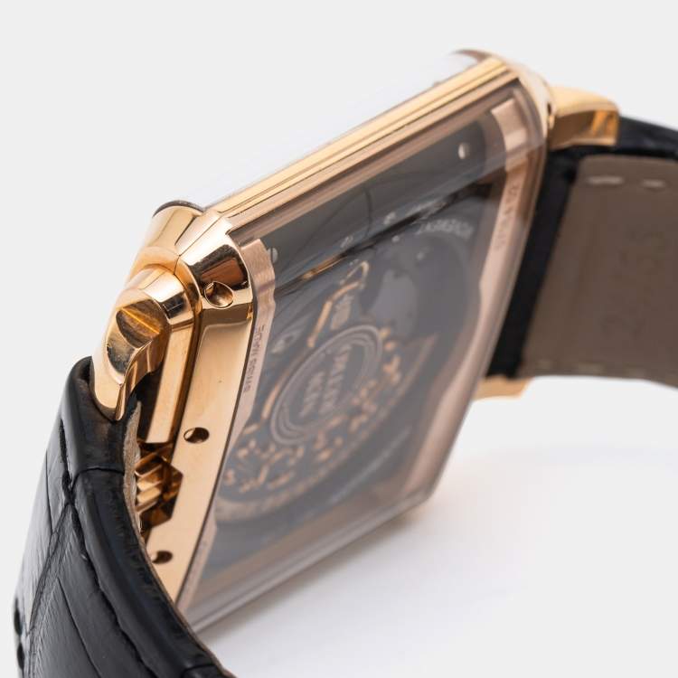 Pre Owned De Grisogono Lime 18k Rose Gold Alligator New Retro No.1 Men's Wristwatch 44 mm 