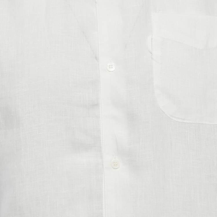 مملوكة مسبقًا Derek Rose White Linen Button Front Shirt M