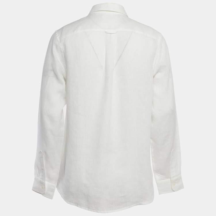 مملوكة مسبقًا Derek Rose White Linen Button Front Shirt M