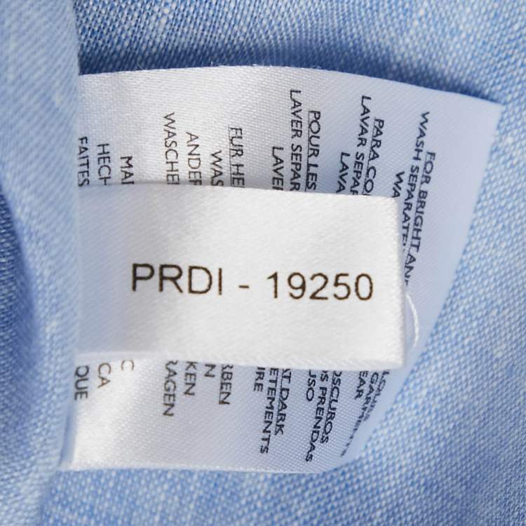 Pre Owned Derek Rose Blue Linen Long Sleeve Shirt M