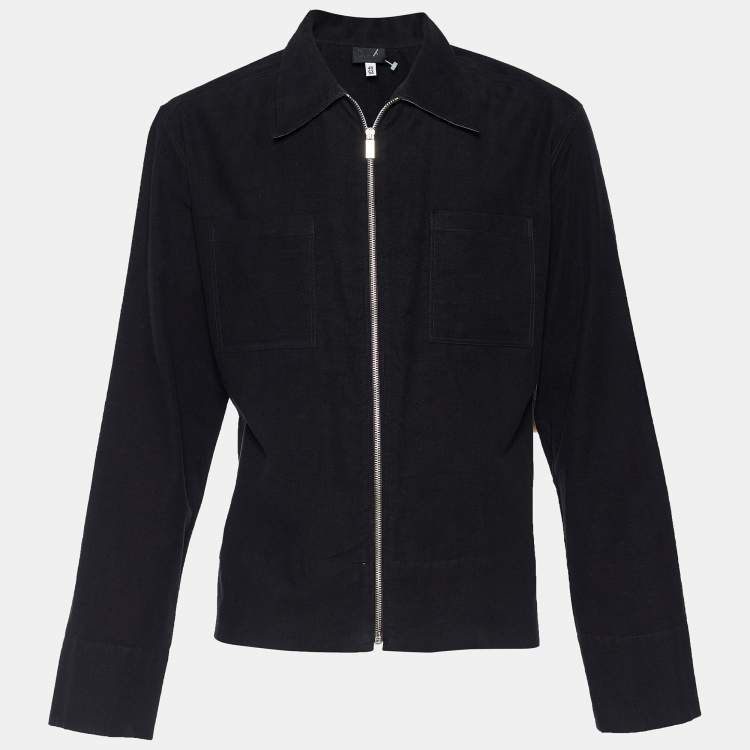 Pre Owned D&G Black Cotton Velvet Zip Front Shirt XXL