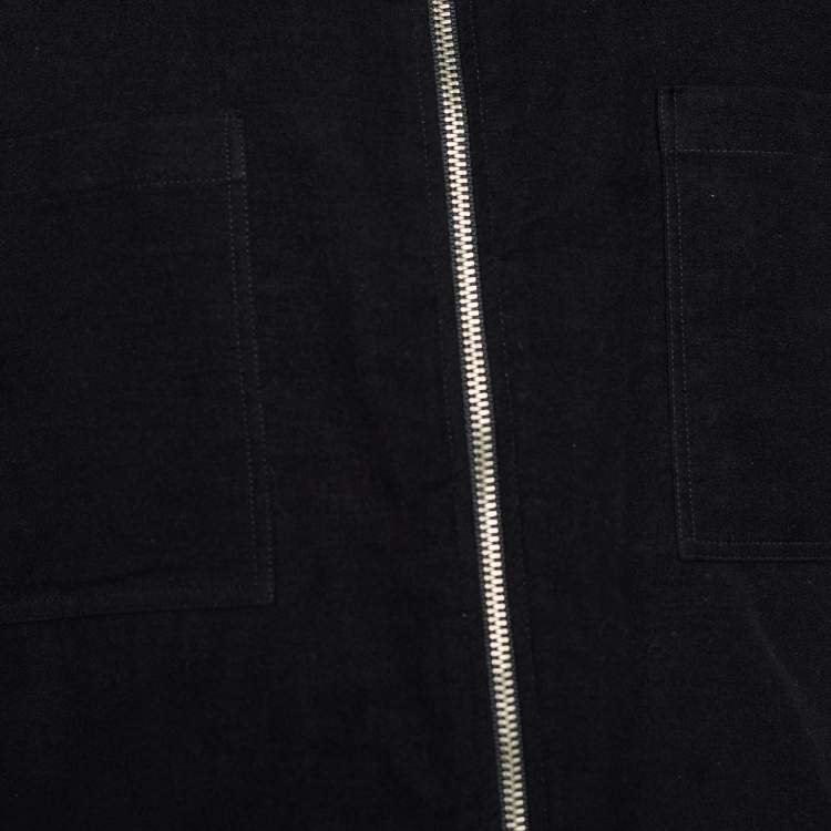 Pre Owned D&G Black Cotton Velvet Zip Front Shirt XXL