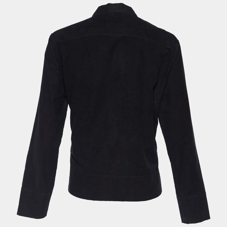 Pre Owned D&G Black Cotton Velvet Zip Front Shirt XXL