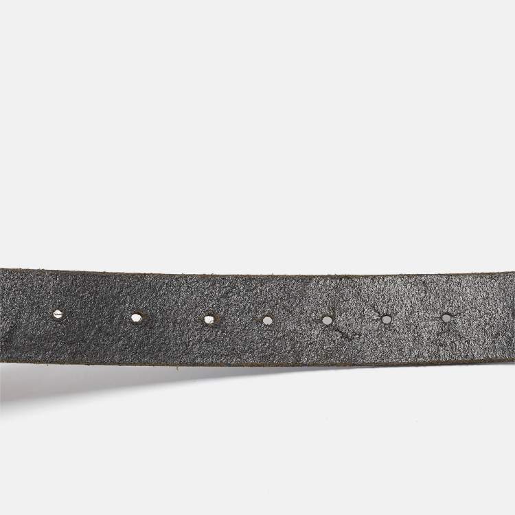 Pre Owned D&G Black Leather DG Logo Buckle Belt 95CM