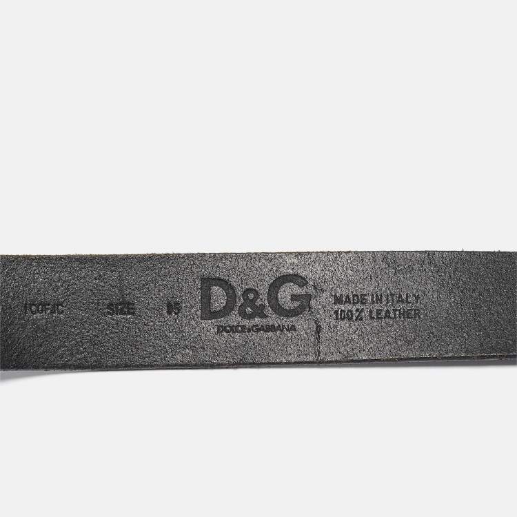 Pre Owned D&G Black Leather DG Logo Buckle Belt 95CM