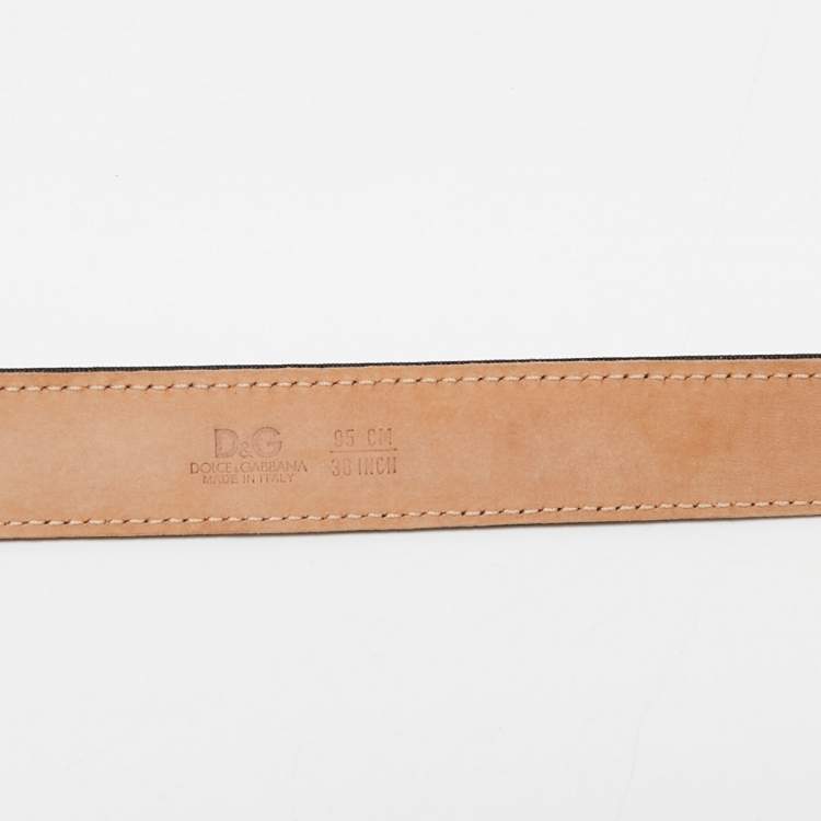 Pre Owned D&G Black Grosgrain and Leather Buckle Belt 95 CM