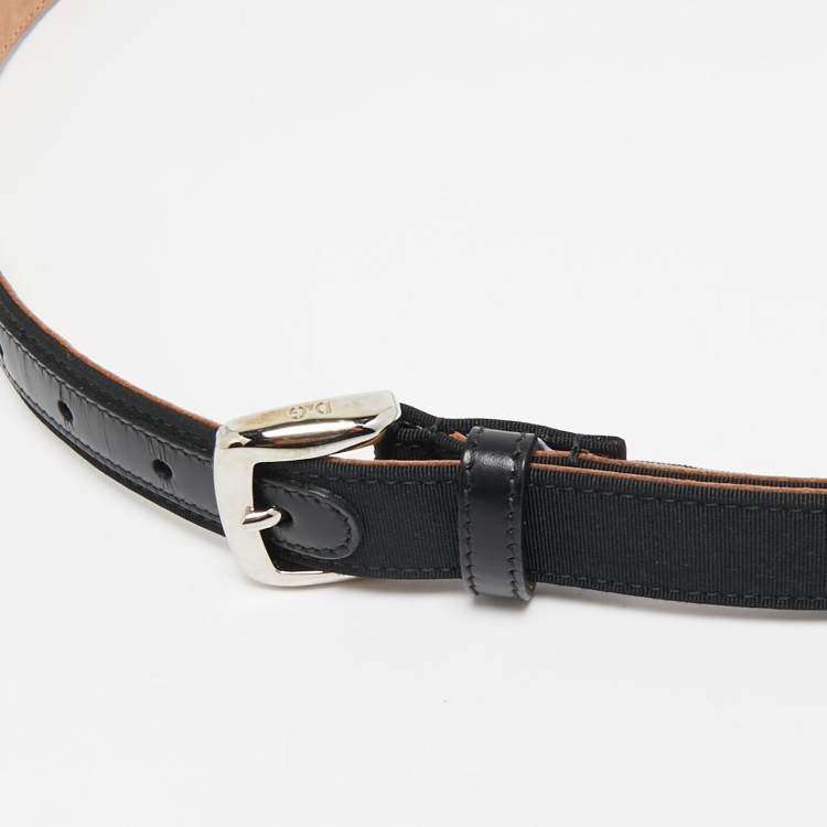 Pre Owned D&G Black Grosgrain and Leather Buckle Belt 95 CM
