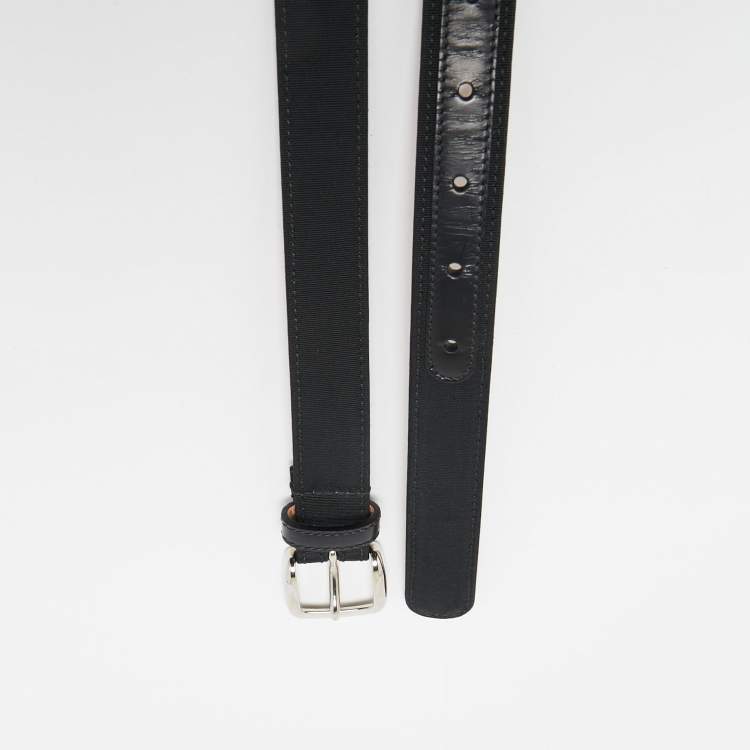 Pre Owned D&G Black Grosgrain and Leather Buckle Belt 95 CM